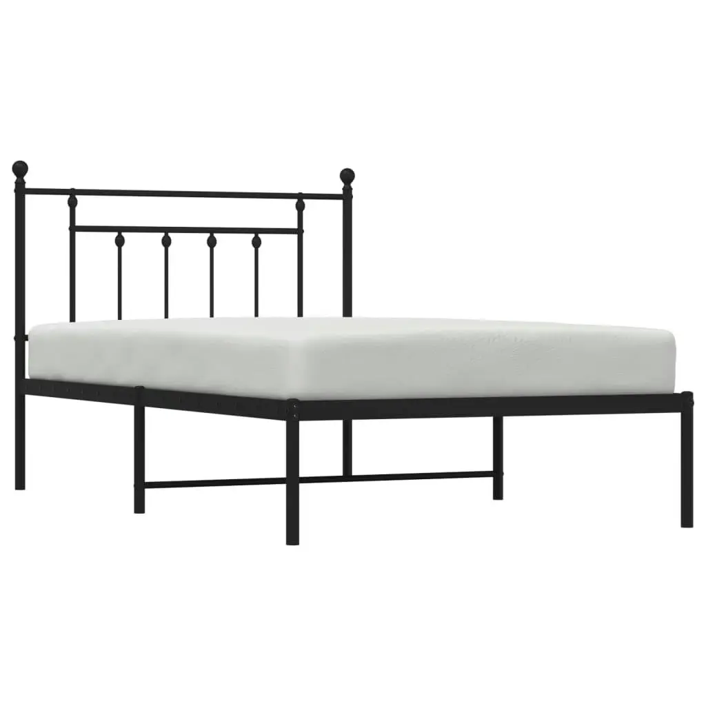 Metal Bed Frame with Headboard Black 106x203 cm King Single Size 353533