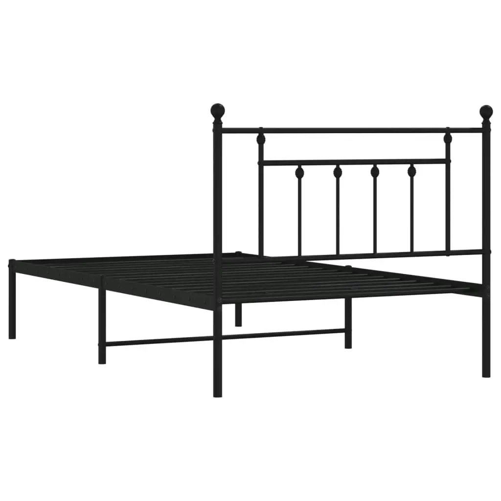 Metal Bed Frame with Headboard Black 106x203 cm King Single Size 353533