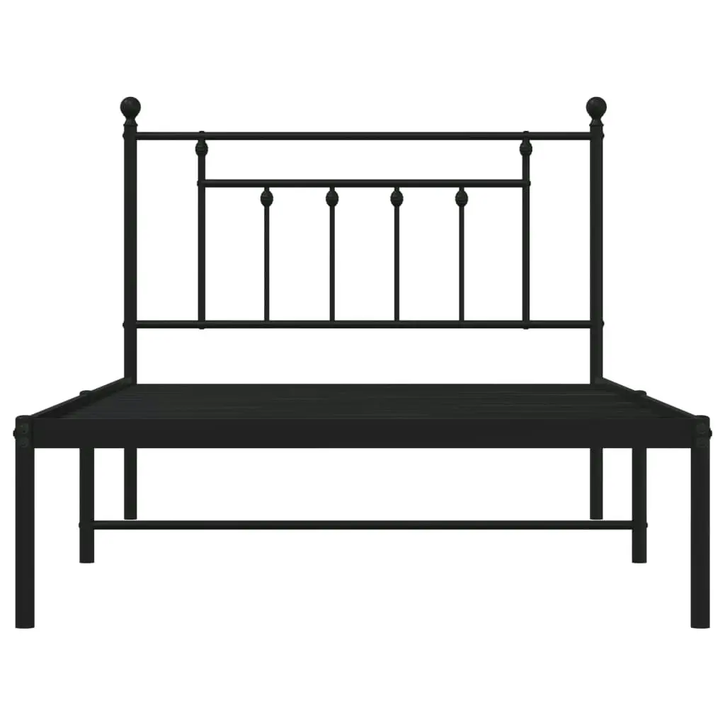 Metal Bed Frame with Headboard Black 106x203 cm King Single Size 353533