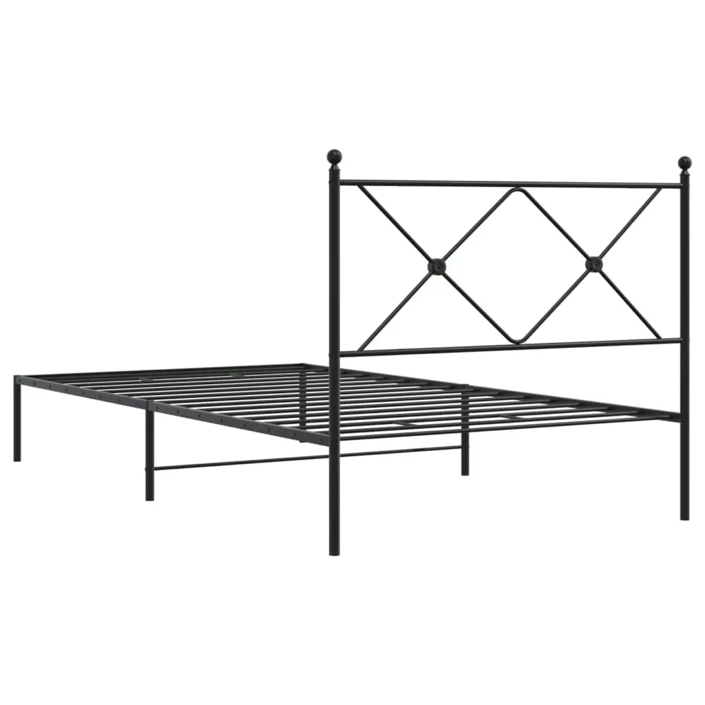 Metal Bed Frame with Headboard Black 106x203 cm King Single Size 376498