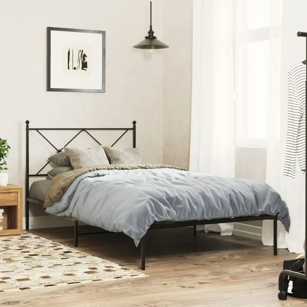 Metal Bed Frame with Headboard Black 106x203 cm King Single Size 376498