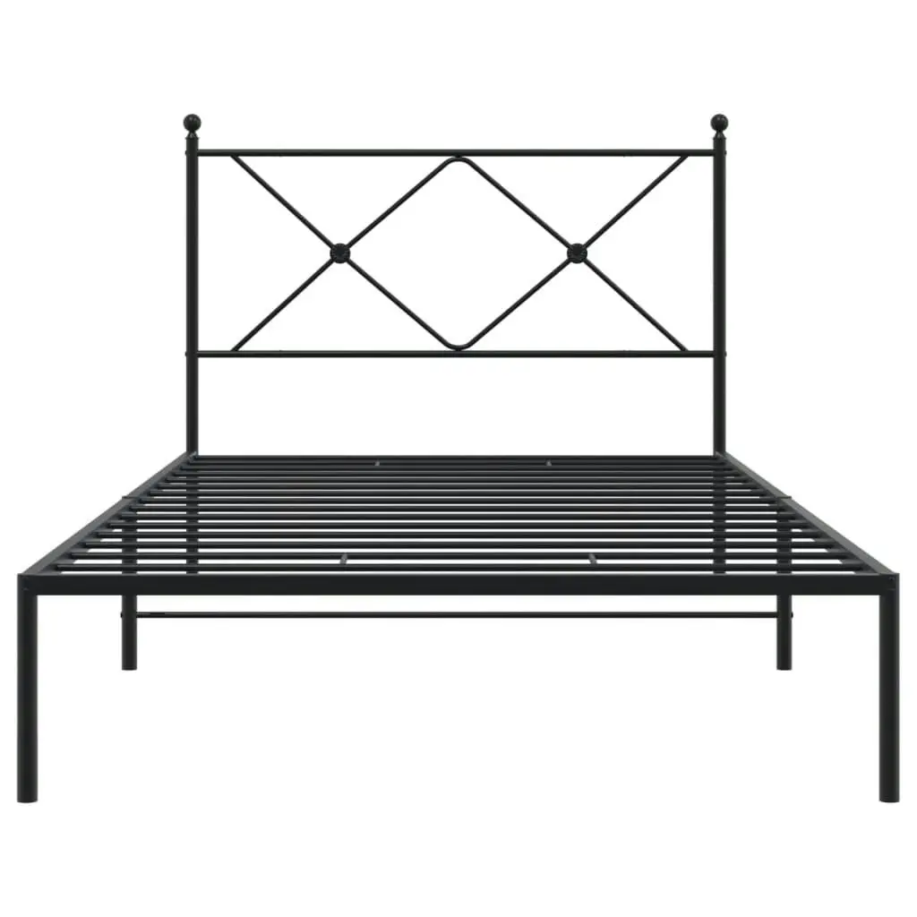 Metal Bed Frame with Headboard Black 106x203 cm King Single Size 376498