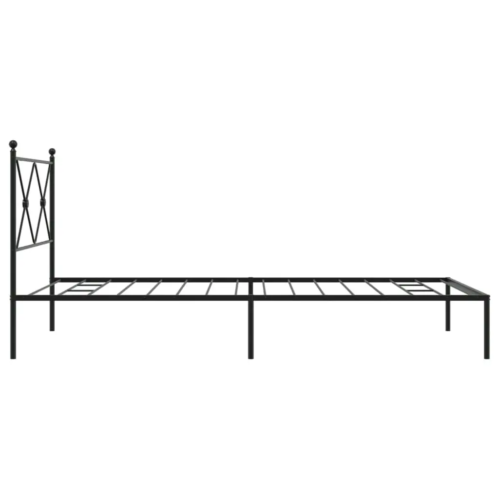 Metal Bed Frame with Headboard Black 106x203 cm King Single Size 376498