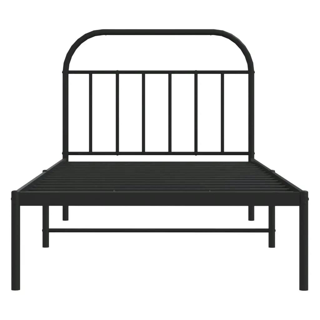 Metal Bed Frame without Mattress with Headboard Black 107x203 cm King Single 353631