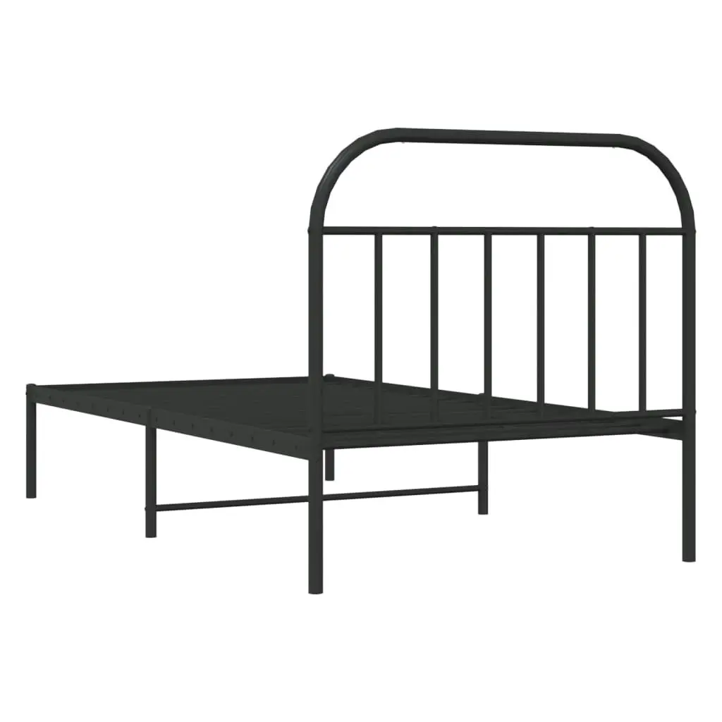 Metal Bed Frame without Mattress with Headboard Black 107x203 cm King Single 353631