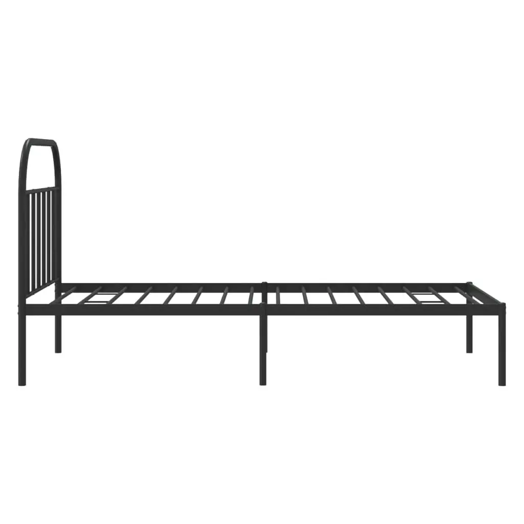 Metal Bed Frame without Mattress with Headboard Black 107x203 cm King Single 353631