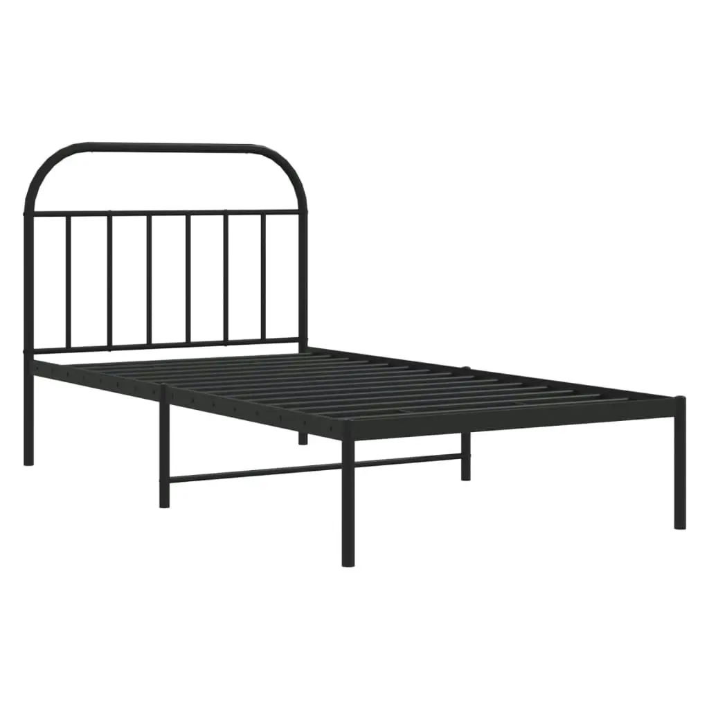 Metal Bed Frame without Mattress with Headboard Black 107x203 cm King Single 353631