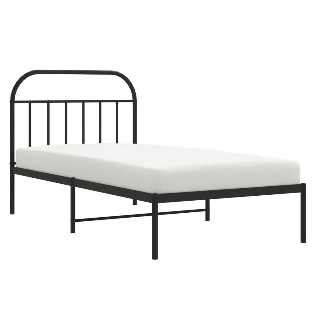 Metal Bed Frame without Mattress with Headboard Black 107x203 cm King Single 353631