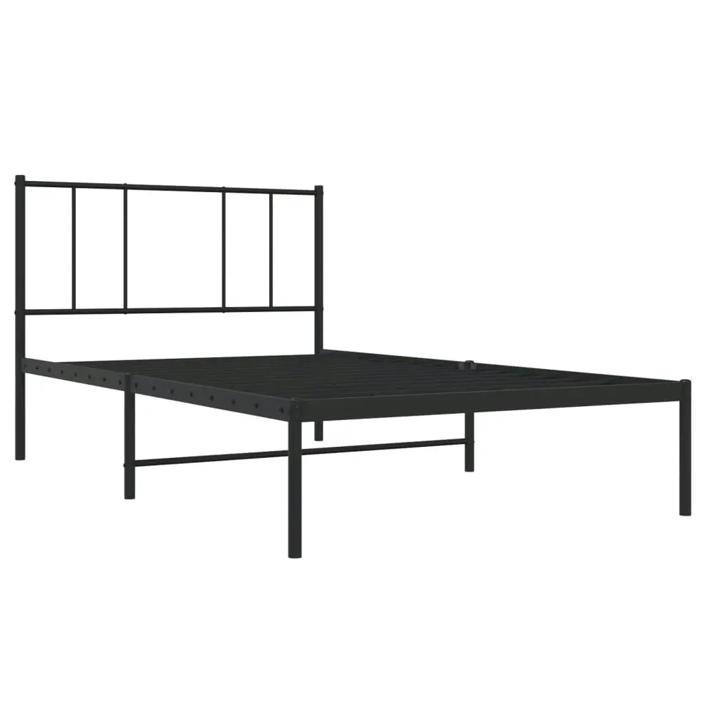 Metal Bed Frame with Headboard Black 106x203 cm King Single Size 352476