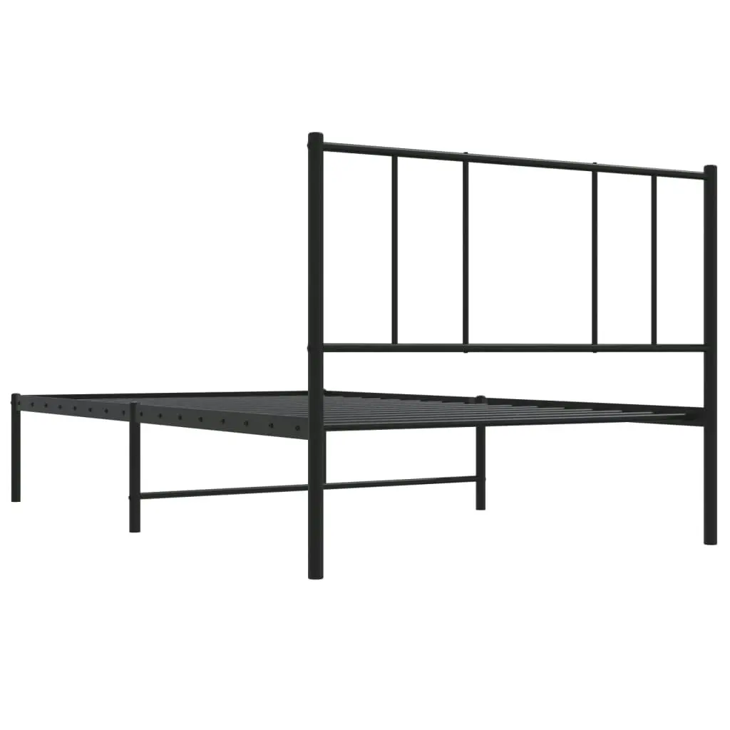 Metal Bed Frame with Headboard Black 106x203 cm King Single Size 352476