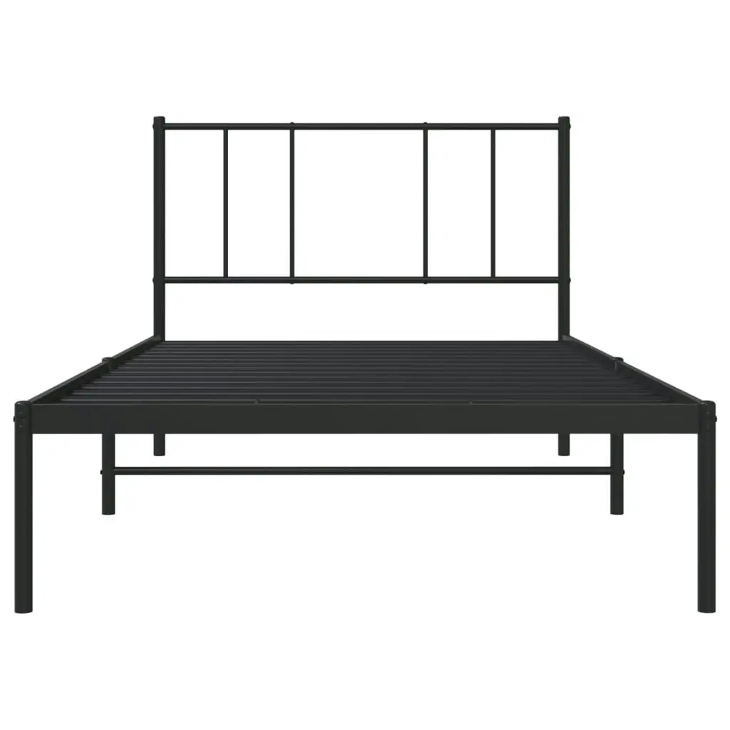 Metal Bed Frame with Headboard Black 106x203 cm King Single Size 352476