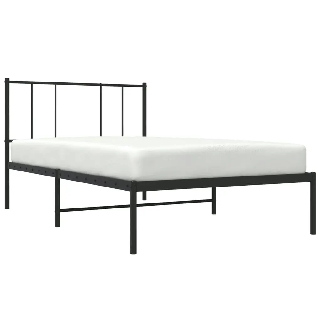 Metal Bed Frame with Headboard Black 106x203 cm King Single Size 352476