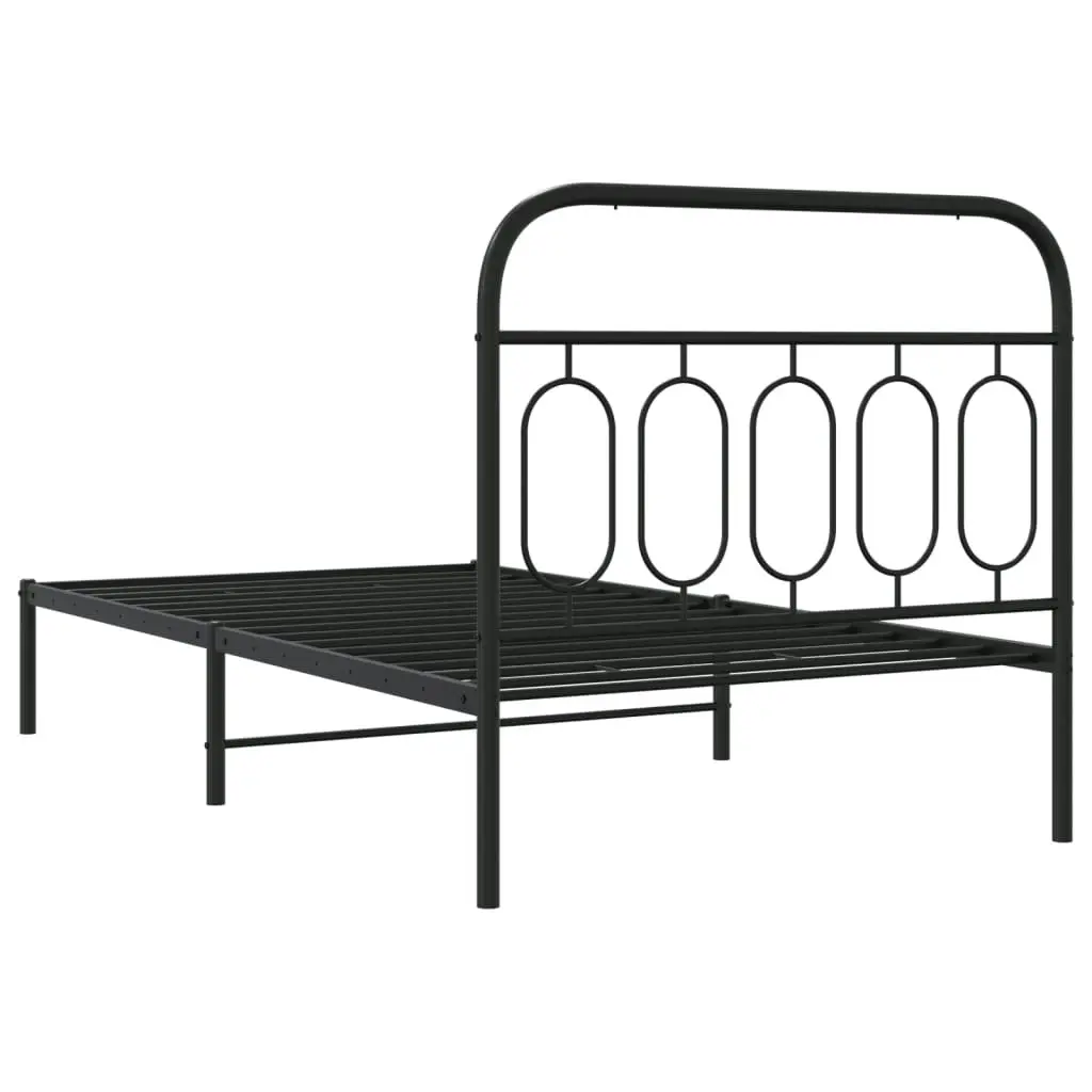 Metal Bed Frame with Headboard Black 106x203 cm King Single Size 377113