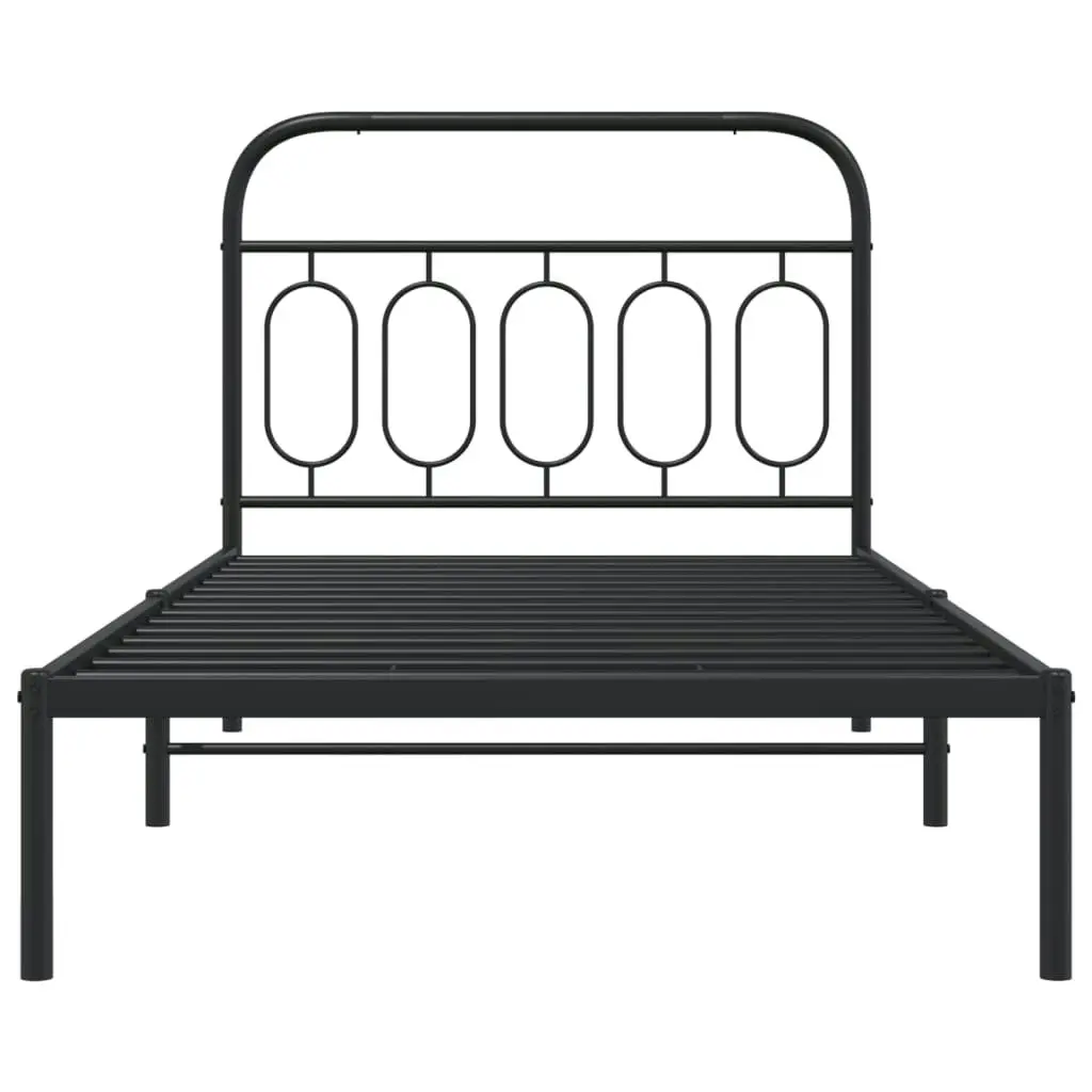 Metal Bed Frame with Headboard Black 106x203 cm King Single Size 377113