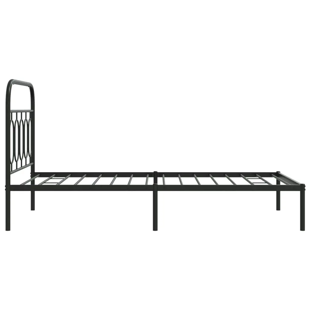 Metal Bed Frame with Headboard Black 106x203 cm King Single Size 377113