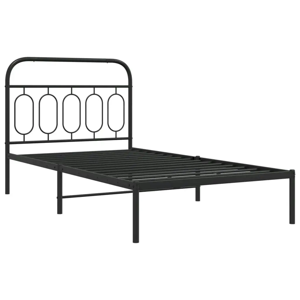 Metal Bed Frame with Headboard Black 106x203 cm King Single Size 377113