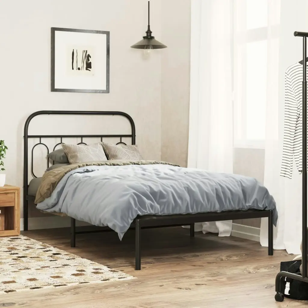 Metal Bed Frame with Headboard Black 106x203 cm King Single Size 377113