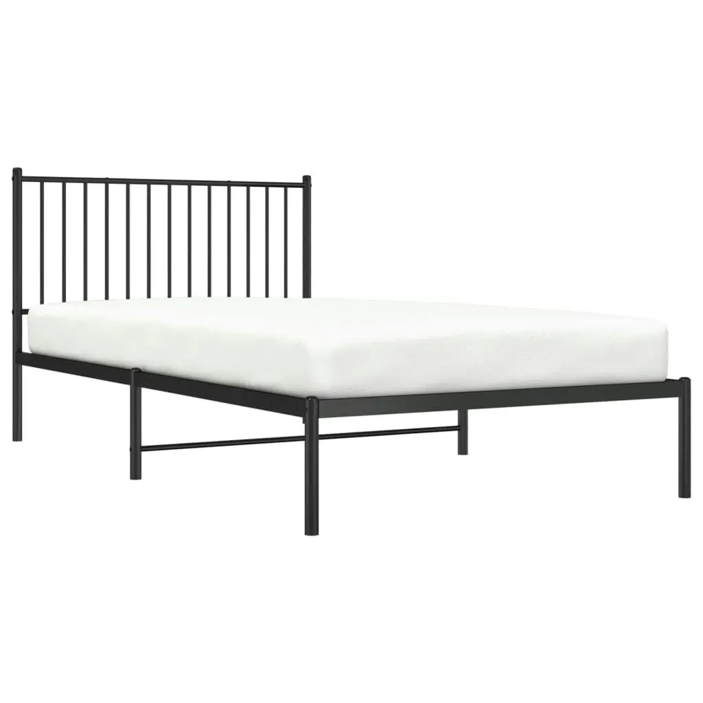 Metal Bed Frame with Headboard Black 107x203 cm 350860