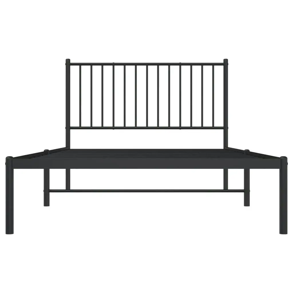 Metal Bed Frame with Headboard Black 107x203 cm 350860