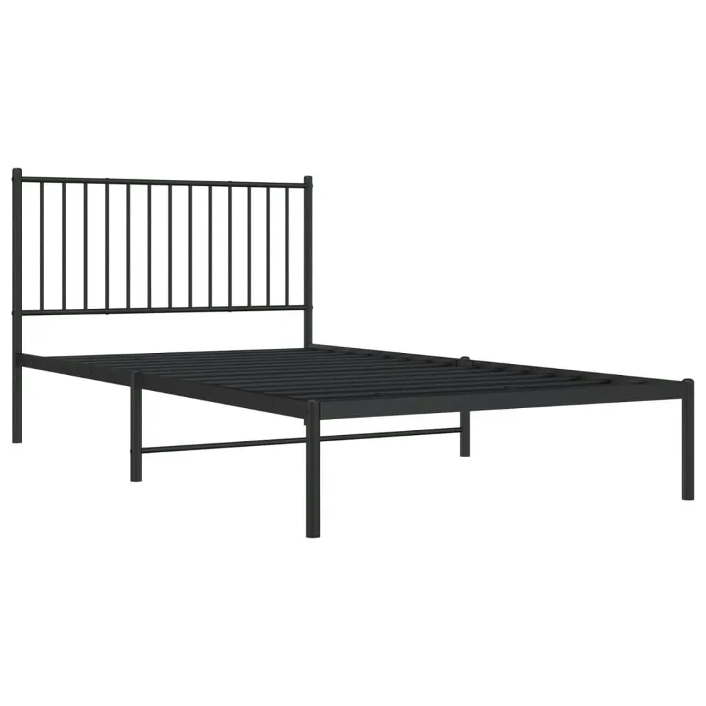 Metal Bed Frame with Headboard Black 107x203 cm 350860