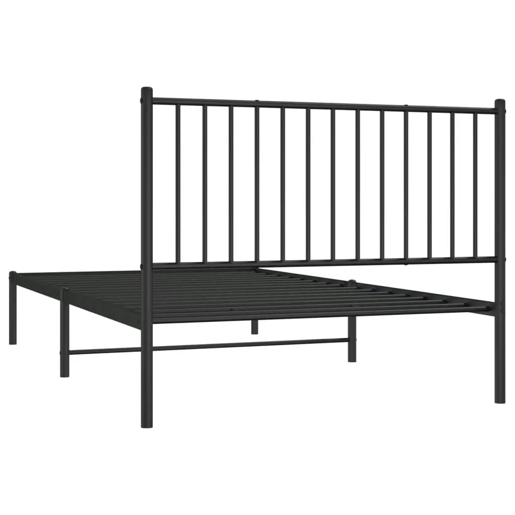 Metal Bed Frame with Headboard Black 107x203 cm 350860