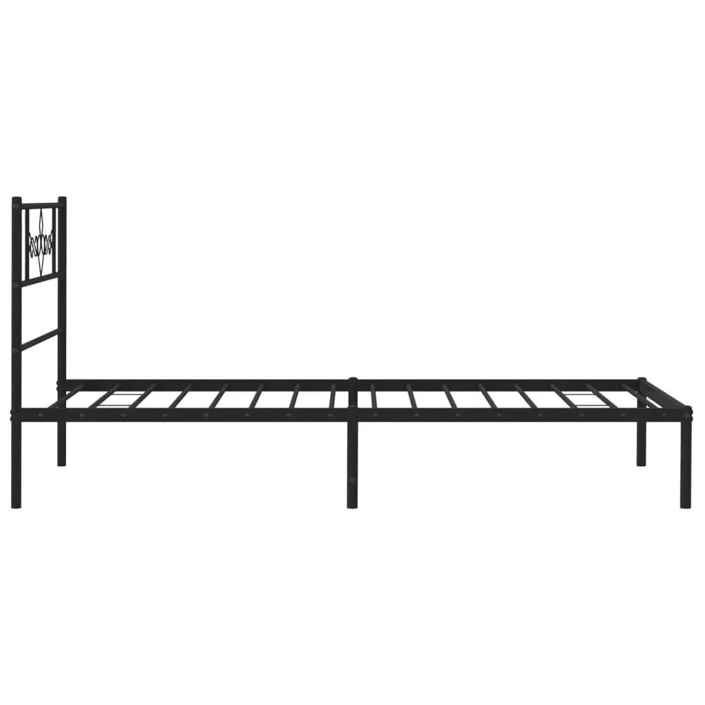 Metal Bed Frame with Headboard Black 107x203 cm 355263