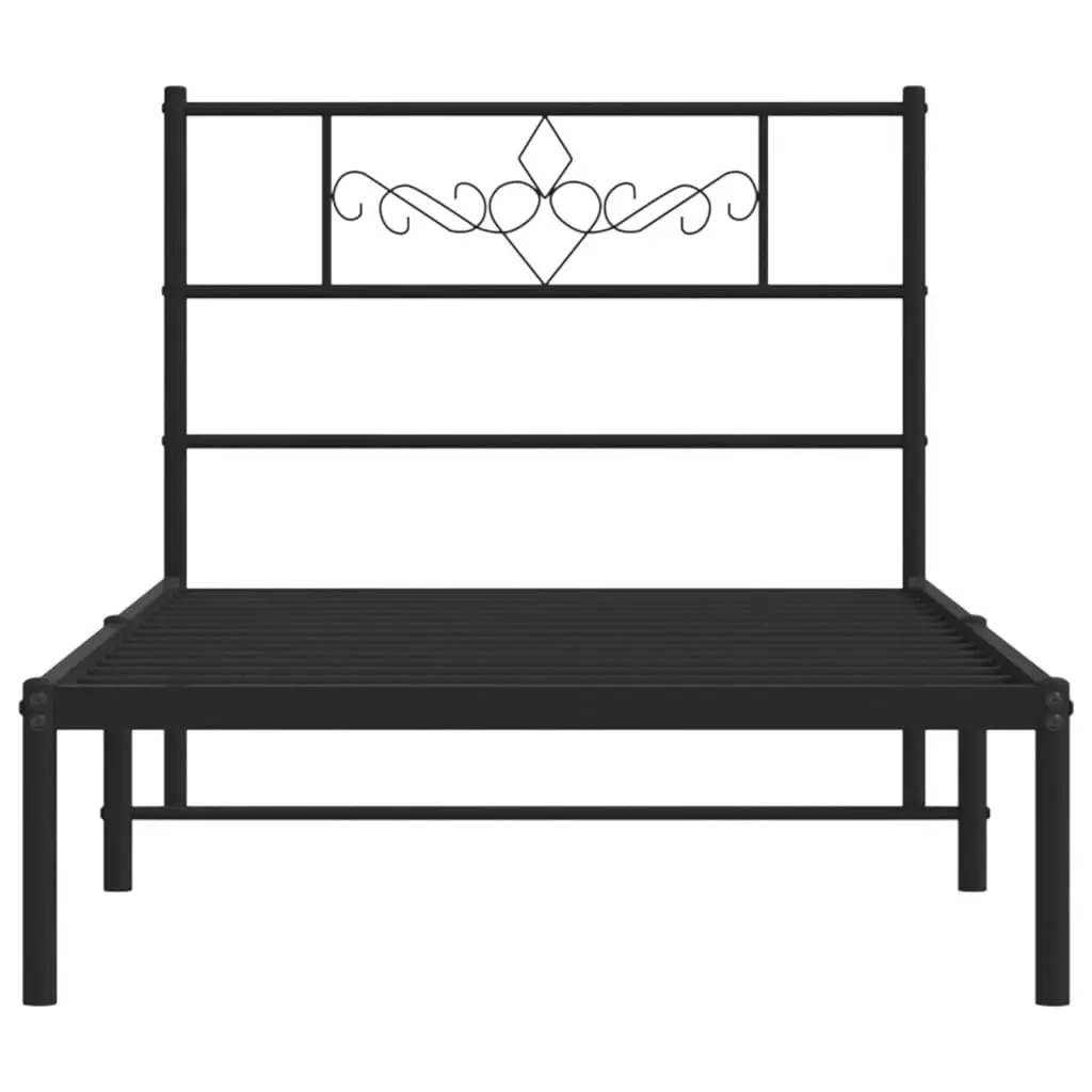 Metal Bed Frame with Headboard Black 107x203 cm 355263