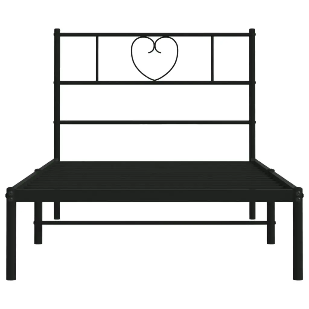 Metal Bed Frame with Headboard Black 107x203 cm 355459