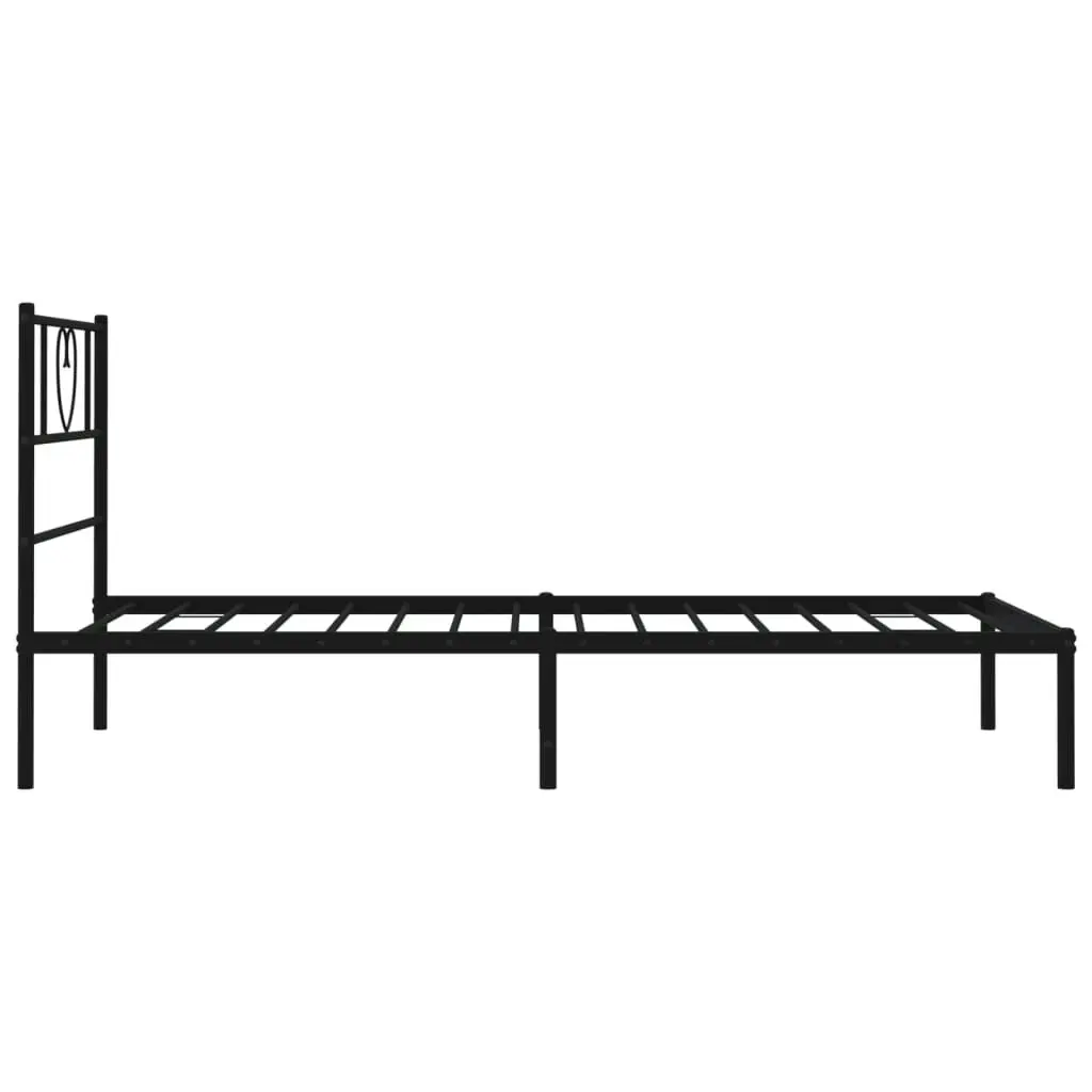 Metal Bed Frame with Headboard Black 107x203 cm 355459