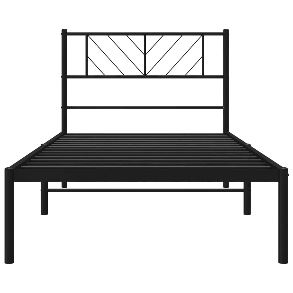 Metal Bed Frame with Headboard Black 107x203 cm 372175