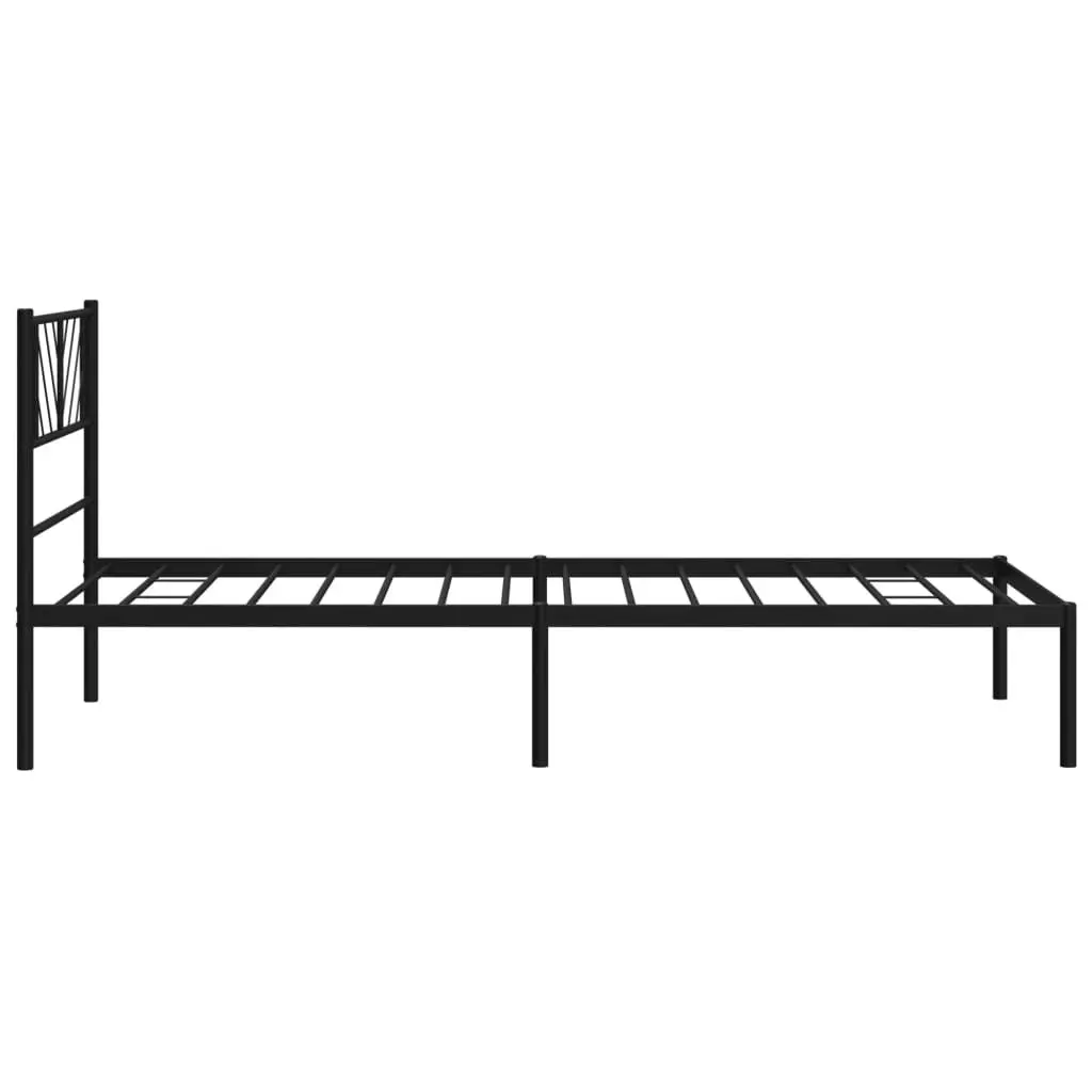 Metal Bed Frame with Headboard Black 107x203 cm 372175