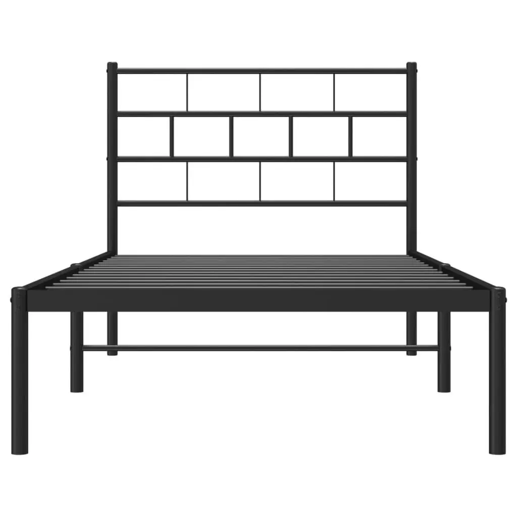 Metal Bed Frame with Headboard Black 107x203 cm 355655