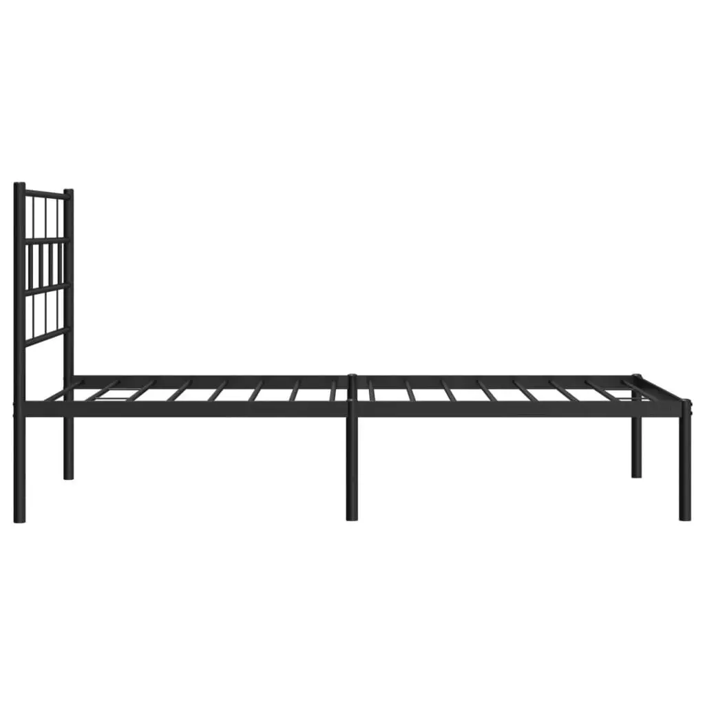 Metal Bed Frame with Headboard Black 107x203 cm 355655