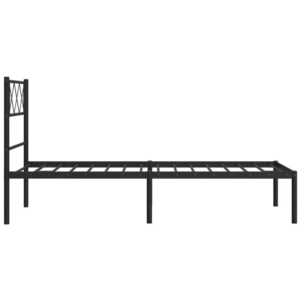 Metal Bed Frame with Headboard Black 107x203 cm 372273