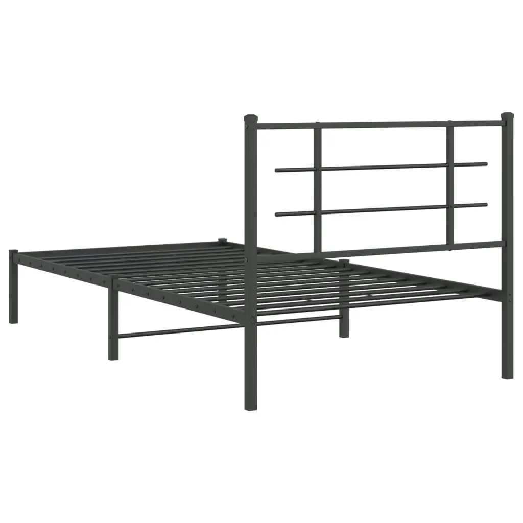 Metal Bed Frame with Headboard Black 107x203 cm 355557