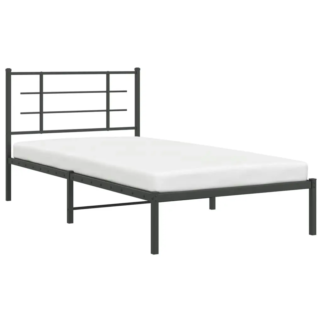 Metal Bed Frame with Headboard Black 107x203 cm 355557