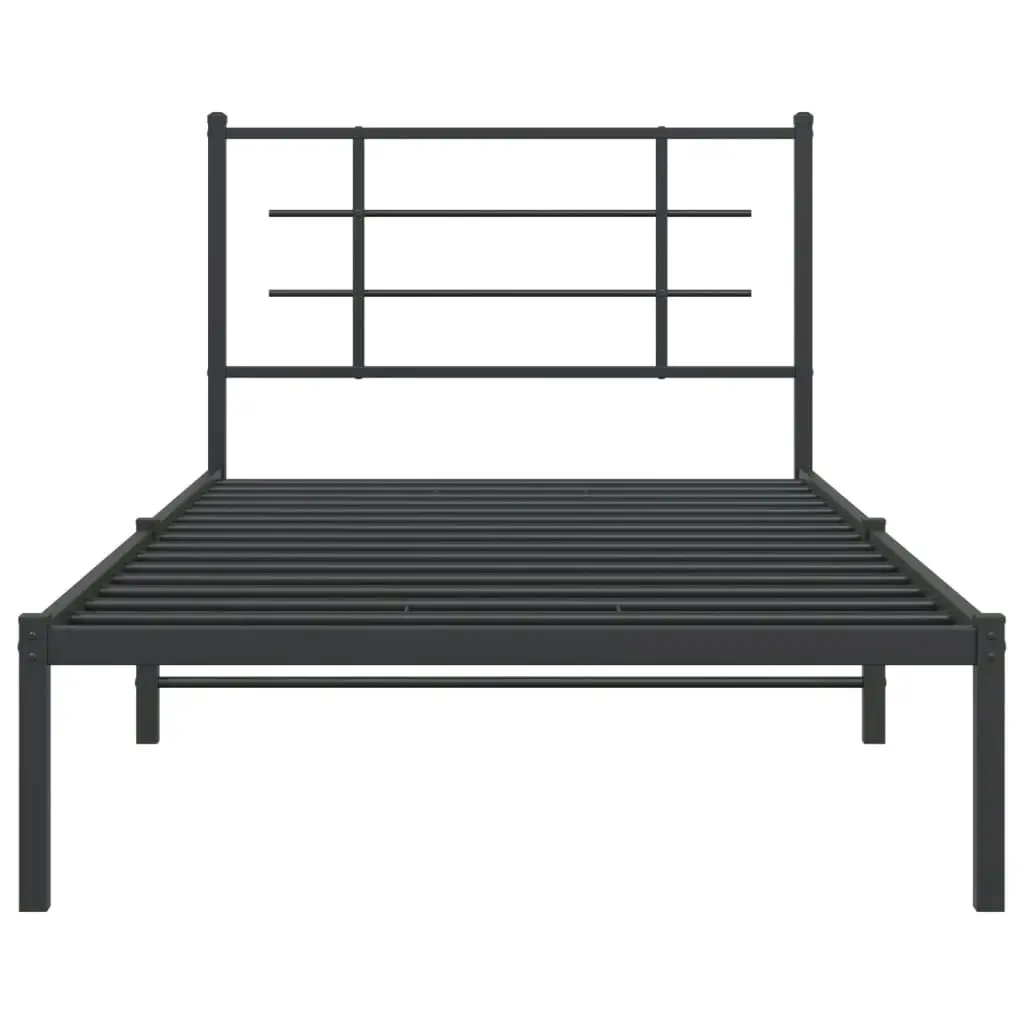 Metal Bed Frame with Headboard Black 107x203 cm 355557