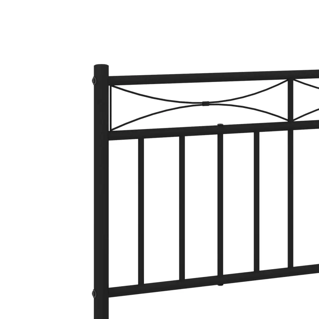 Metal Bed Frame with Headboard Black 107x203 cm 373687