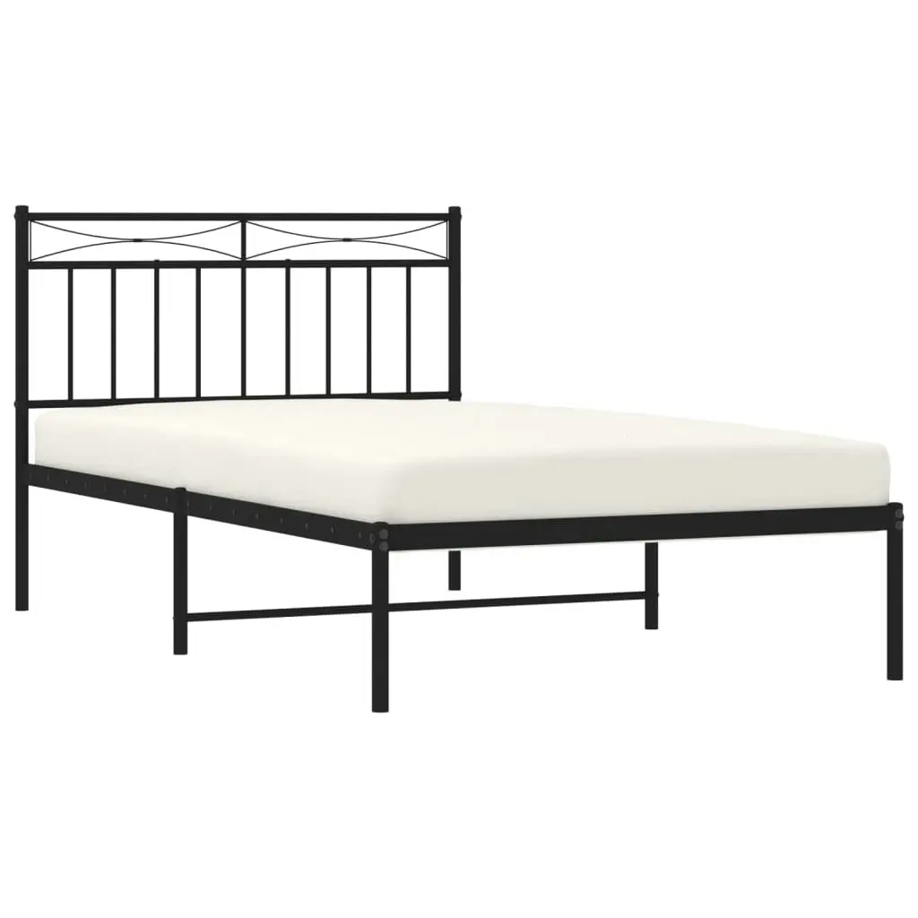 Metal Bed Frame with Headboard Black 107x203 cm 373687