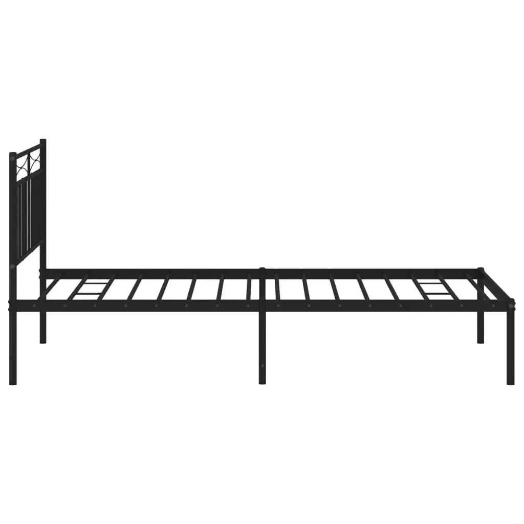 Metal Bed Frame with Headboard Black 107x203 cm 373687