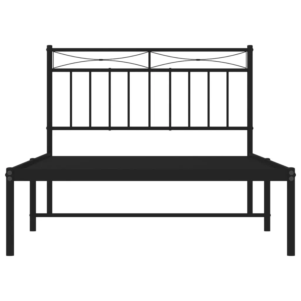 Metal Bed Frame with Headboard Black 107x203 cm 373687