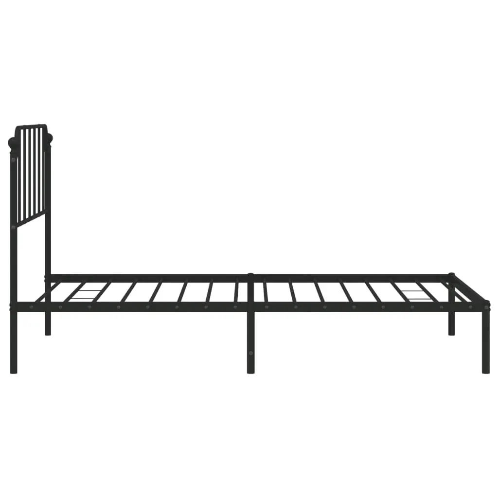 Metal Bed Frame with Headboard Black 107x203 cm 373883