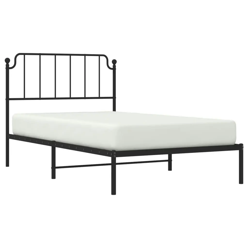 Metal Bed Frame with Headboard Black 107x203 cm 373883