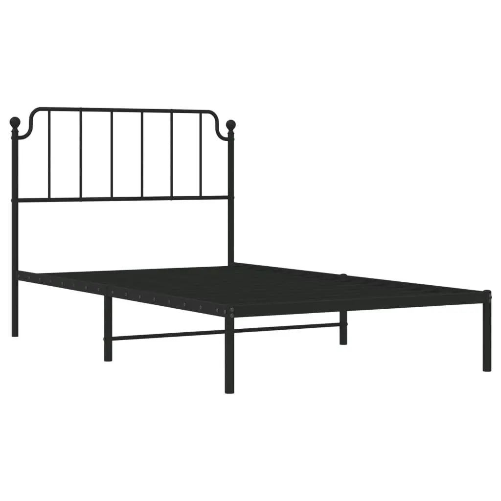 Metal Bed Frame with Headboard Black 107x203 cm 373883