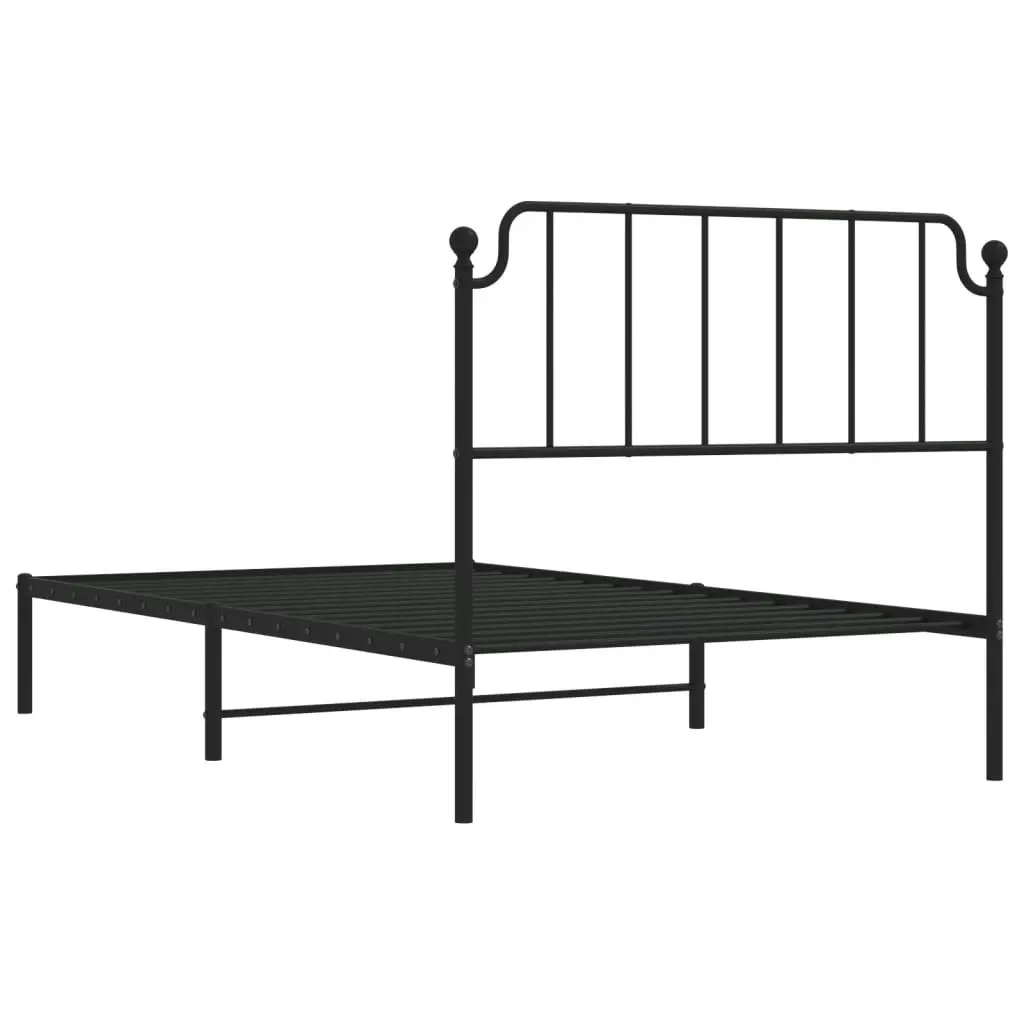 Metal Bed Frame with Headboard Black 107x203 cm 373883