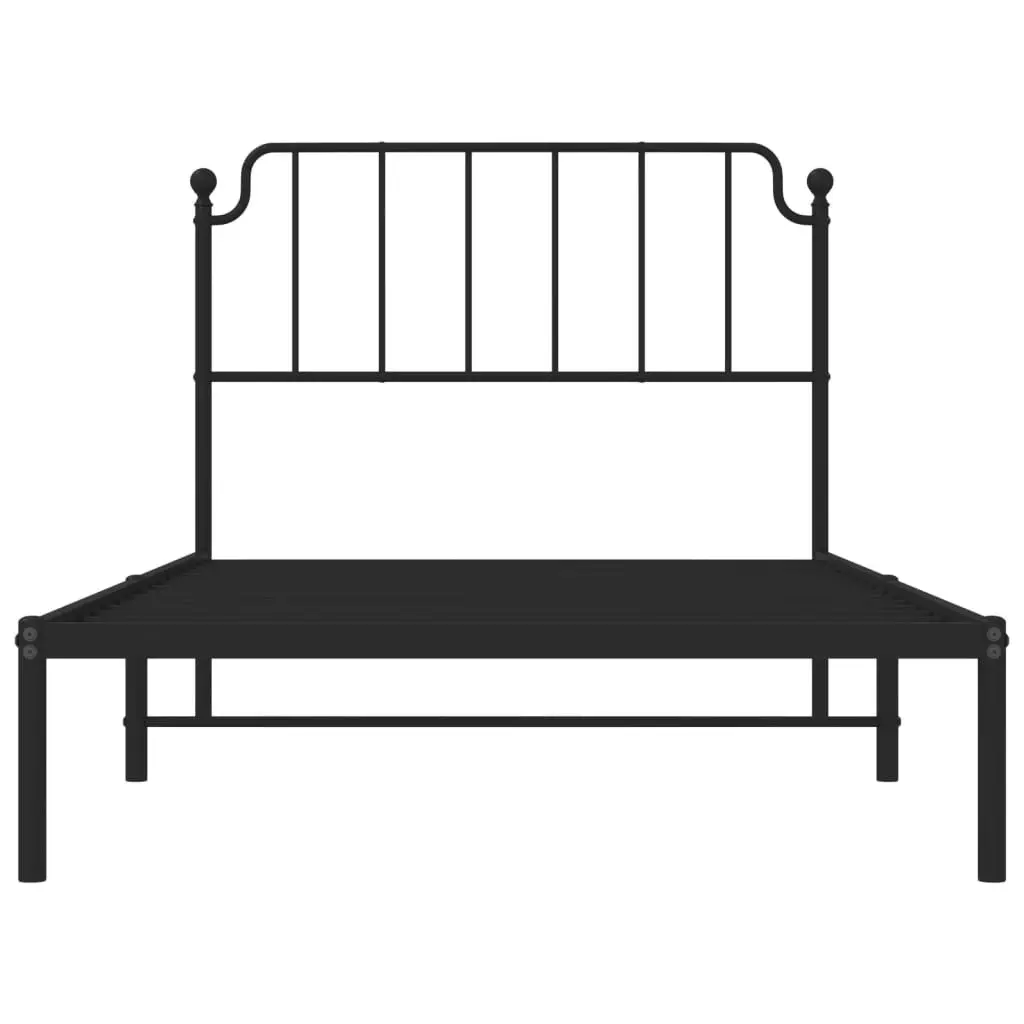 Metal Bed Frame with Headboard Black 107x203 cm 373883