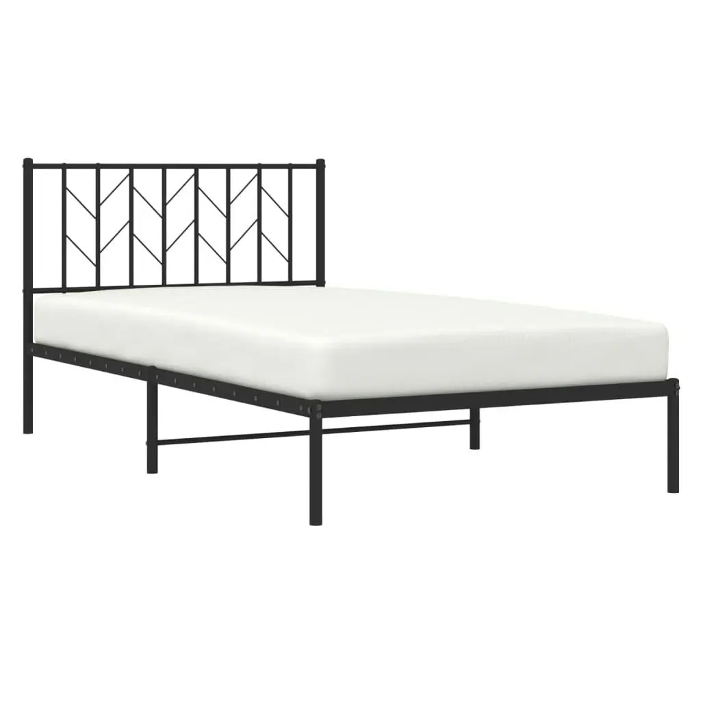 Metal Bed Frame without Mattress with Headboard Black 107x203 cm King Single 374433