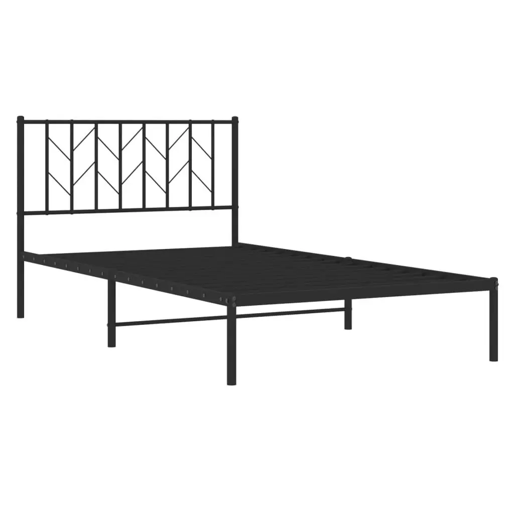 Metal Bed Frame without Mattress with Headboard Black 107x203 cm King Single 374433