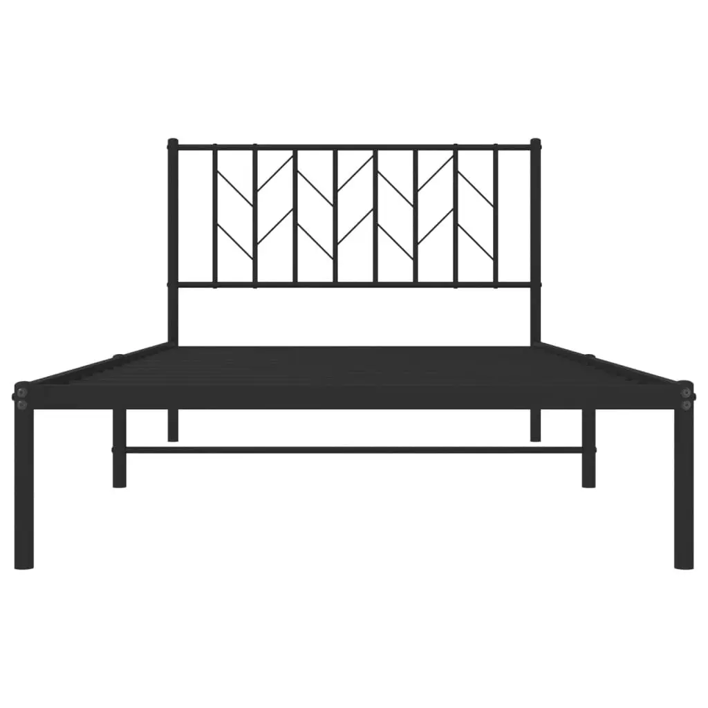 Metal Bed Frame without Mattress with Headboard Black 107x203 cm King Single 374433