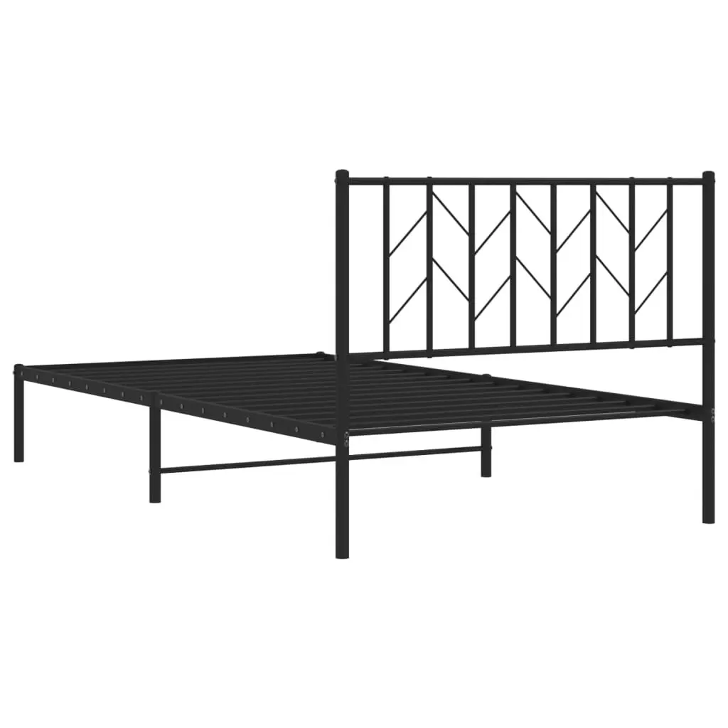 Metal Bed Frame without Mattress with Headboard Black 107x203 cm King Single 374433